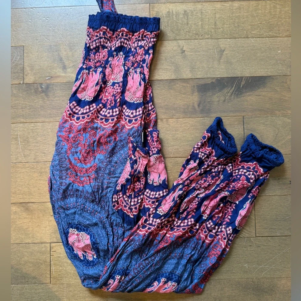 Vibrant Elephant Print Wide Leg Pants - Picture 1 of 3